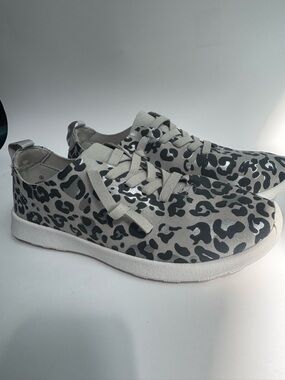 Not Rated Grey and Black Leopard Slip-On Faux Suede Sneakers